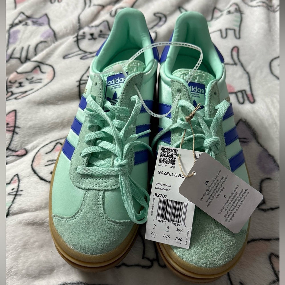 Adidas Women's Gazelle Mint and Blue Sneakers size 7.5 - Picture 9 of 12